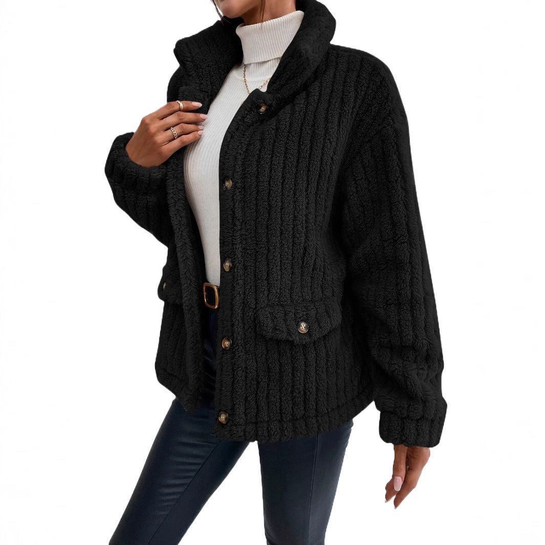 Women's Double - Sided Velvet Button Cardigan Casual Coat - Weriion