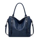 Women's Elegant PU Leather Double Zipper Design Handbags With Shoulder Strap - Weriion