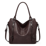 Women's Elegant PU Leather Double Zipper Design Handbags With Shoulder Strap - Weriion