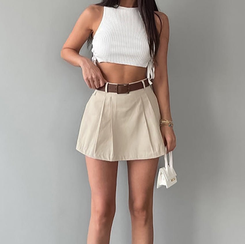 Women's Fashion Solid Color High Waist Skirt - Weriion