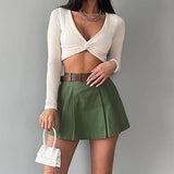 Women's Fashion Solid Color High Waist Skirt - Weriion