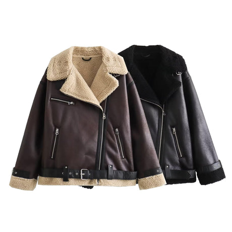 Women's Fur & Leather Jacket - Weriion