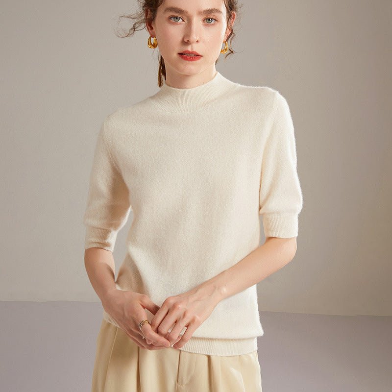 Women's Half Sleeve Cashmere Wool Sweater - Weriion