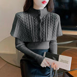 Women's Half Turtleneck Western Style Knitted Sweater Top - Weriion