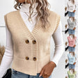 Women's Knitted V - Neck Buttoned Casual Sweater - Weriion