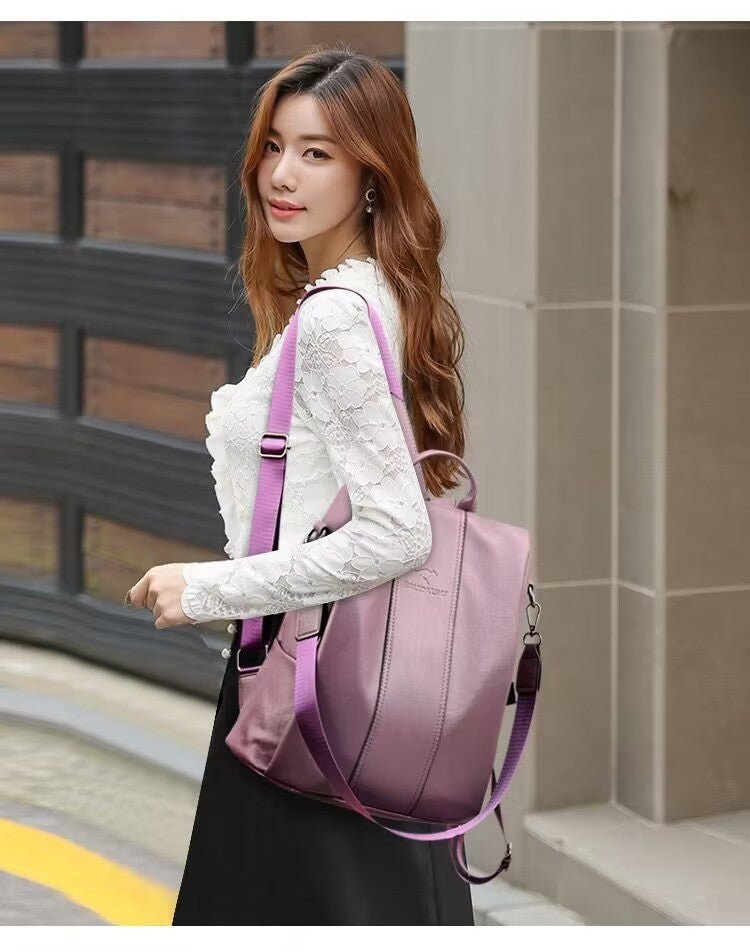 Women's Large Capacity Backpack Soft Leather Travel Bag - Weriion