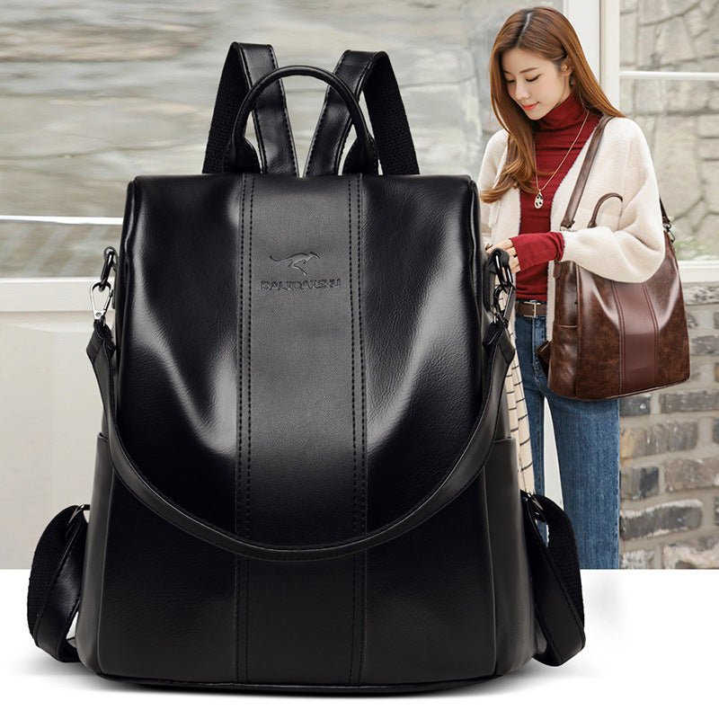 Women's Large Capacity Backpack Soft Leather Travel Bag - Weriion