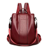 Women's Large Capacity Backpack Soft Leather Travel Bag - Weriion