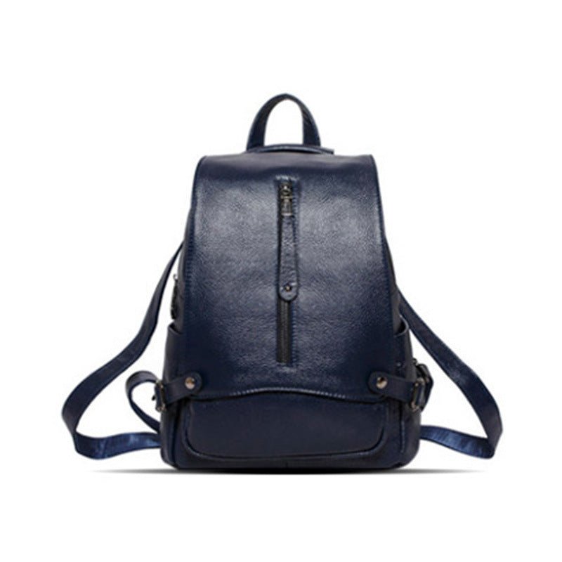 Women's Leather Backpack With Unique Zipper Design - Weriion