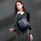 Women's Leather Backpack With Unique Zipper Design - Weriion