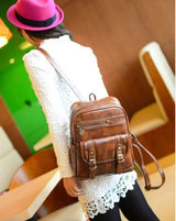 Women's Leather Vintage Fashion Backpack - Weriion