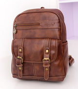 Women's Leather Vintage Fashion Backpack - Weriion