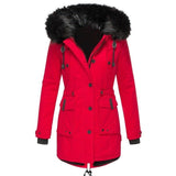 Women's Mid - Length Thick Hooded Drawstring Winter Jacket - Weriion