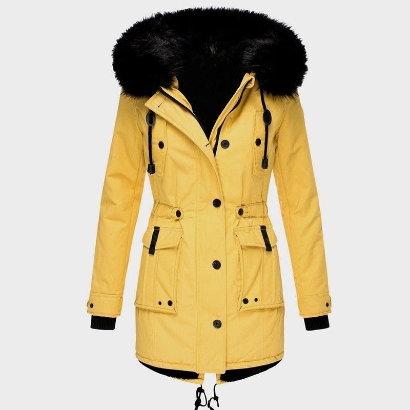 Women's Mid - Length Thick Hooded Drawstring Winter Jacket - Weriion