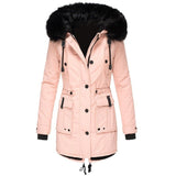 Women's Mid - Length Thick Hooded Drawstring Winter Jacket - Weriion