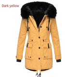 Women's Mid - Length Thick Hooded Drawstring Winter Jacket - Weriion