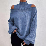 Women's Off - The - Shoulder Pullover Turtleneck Collar Sweater - Weriion