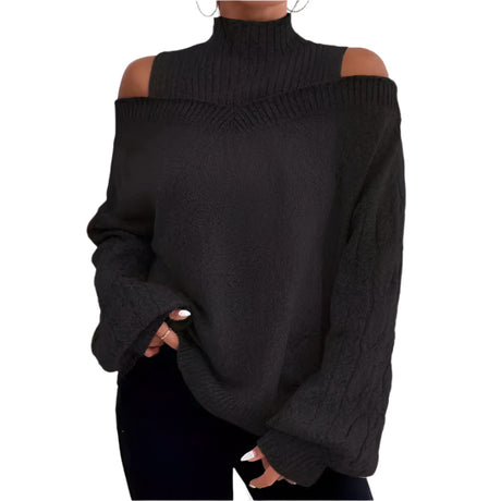 Women's Off - The - Shoulder Pullover Turtleneck Collar Sweater - Weriion