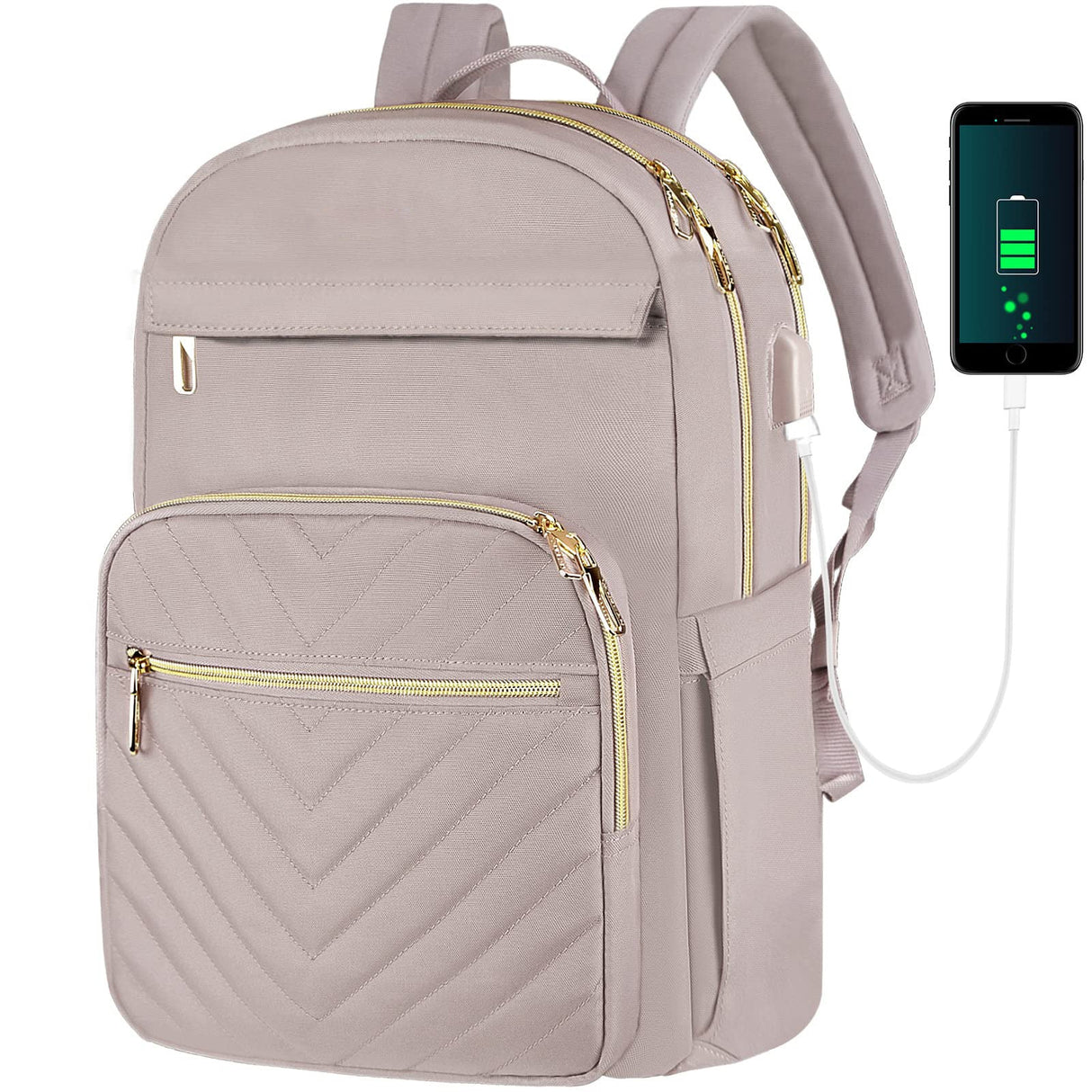 Women's Oxford Cloth USB Charging Business Work School Student Backpack - Weriion