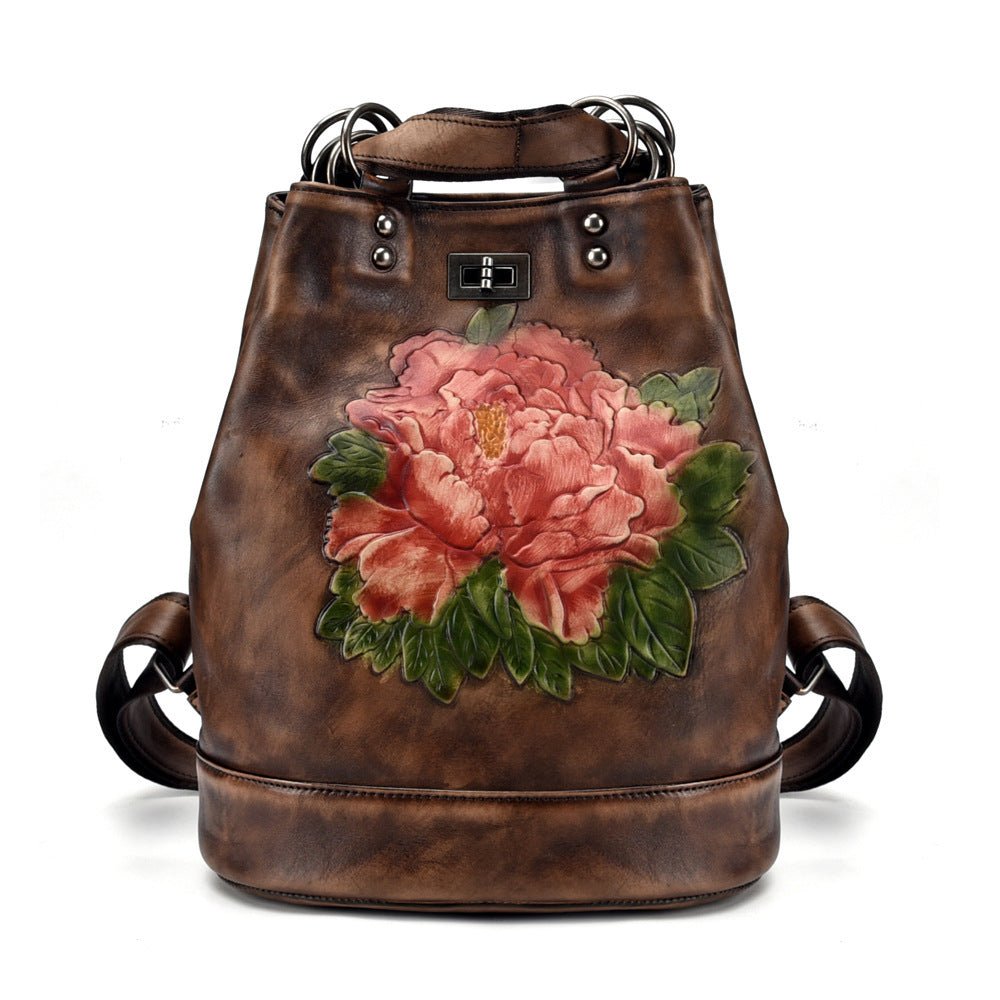 Women's Retro Genuine Leather Backpack - Weriion