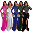 Women's Rhinestone Pearl See - Through Waist - Tight Stretch Split Dress - Weriion