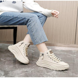 Women's Round Toe Height Increasing Shoes Casual Sneakers - Weriion