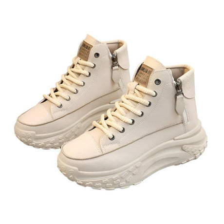 Women's Round Toe Height Increasing Shoes Casual Sneakers - Weriion