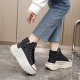 Women's Round Toe Height Increasing Shoes Casual Sneakers - Weriion