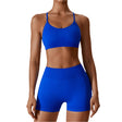 Women's Seamless Open Back Sports Bra & Gym Shorts Quick - Drying Close Fit Gym Clothing Set - Weriion