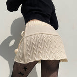 Women's Simple A - line Wool Ball Knitted Skirt - Weriion