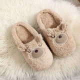 Women's Soft Cute Round Toe Indoor Teddy Bear Slippers - Weriion