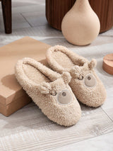 Women's Soft Cute Round Toe Indoor Teddy Bear Slippers - Weriion