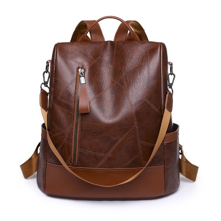 Women's Soft Leather Large Capacity Backpack With Multiple Pockets & Shoulder Strap - Weriion