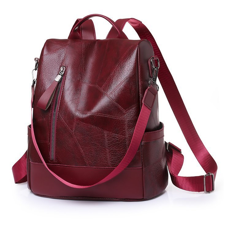 Women's Soft Leather Large Capacity Backpack With Multiple Pockets & Shoulder Strap - Weriion