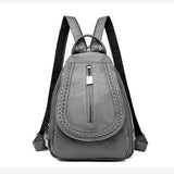 Women's Soft Leather Woven Backpack - Weriion