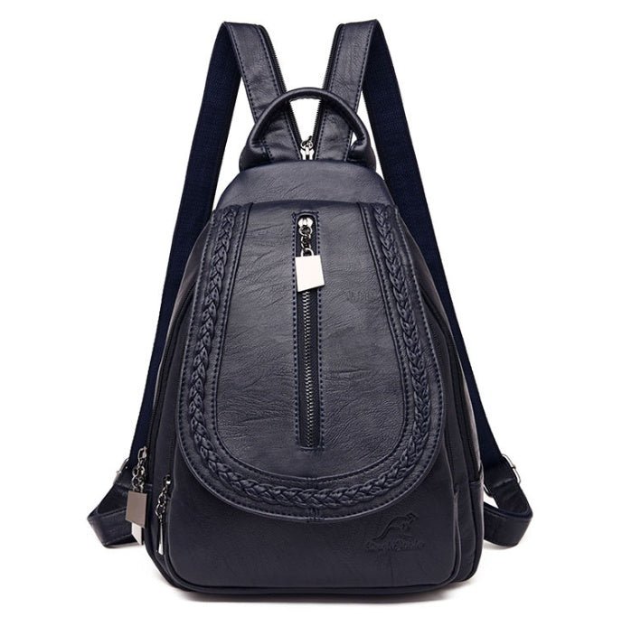 Women's Soft Leather Woven Backpack - Weriion