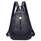 Women's Soft Leather Woven Backpack - Weriion