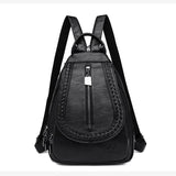 Women's Soft Leather Woven Backpack - Weriion