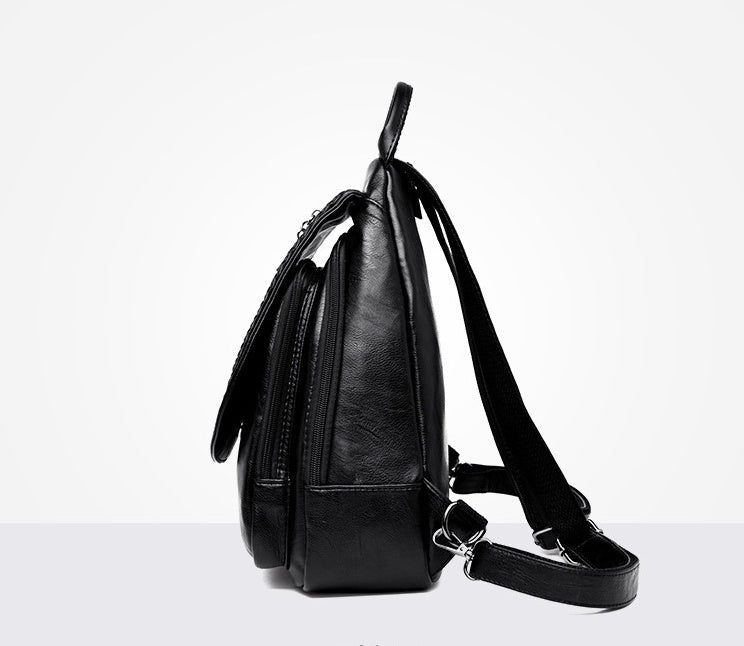 Women's Soft Leather Woven Backpack - Weriion