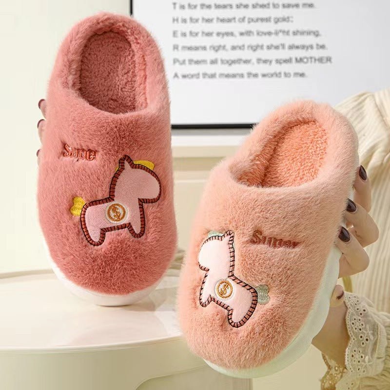 Women's Soft Warm Indoor Home Cotton Slippers Embroided Butterfly - Weriion