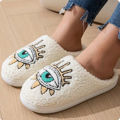 Women's Soft Warm Indoor Home Cotton Slippers Embroided Butterfly - Weriion