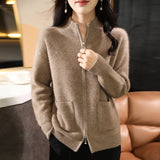 Women's Solid Color Loose Fit Sweater With Pockets - Weriion