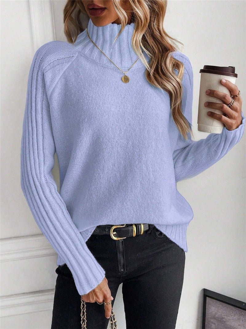 Women's Solid Color Pullover Long Sleeve Turtleneck Sweaters - Weriion