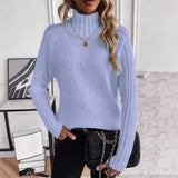 Women's Solid Color Pullover Long Sleeve Turtleneck Sweaters - Weriion