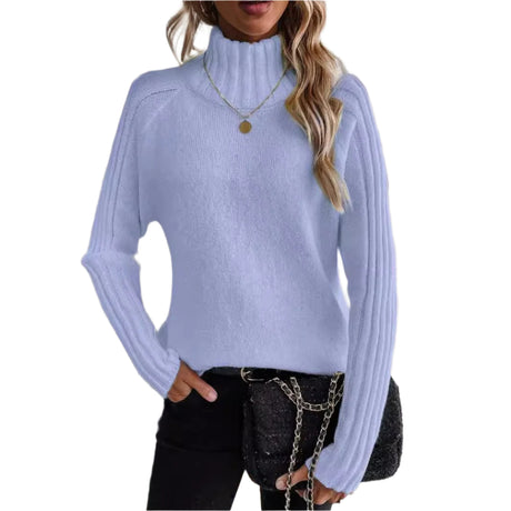 Women's Solid Color Pullover Long Sleeve Turtleneck Sweaters - Weriion