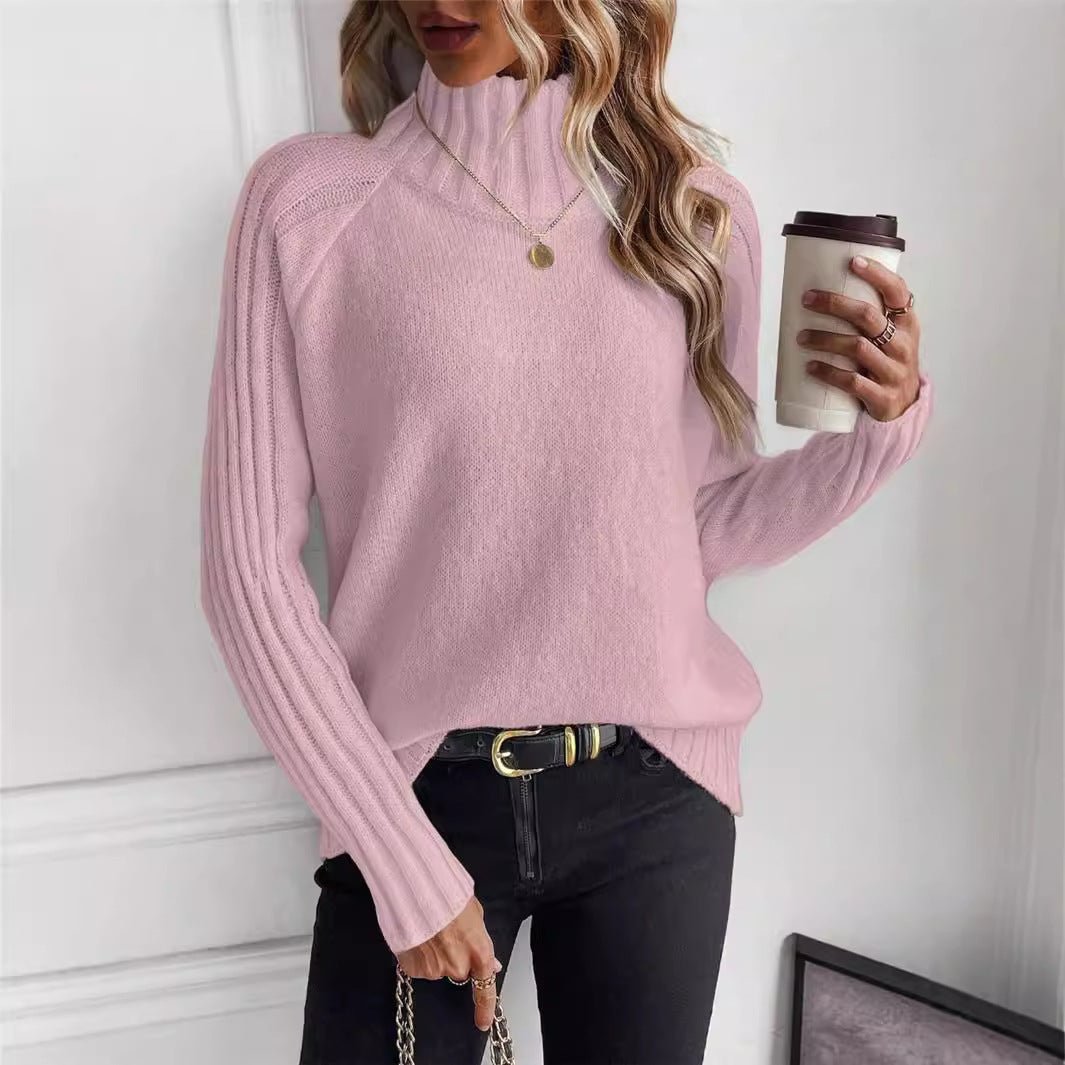 Women's Solid Color Pullover Long Sleeve Turtleneck Sweaters - Weriion