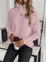 Women's Solid Color Pullover Long Sleeve Turtleneck Sweaters - Weriion