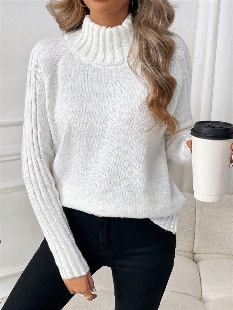 Women's Solid Color Pullover Long Sleeve Turtleneck Sweaters - Weriion