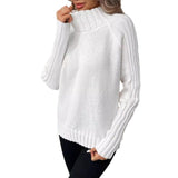 Women's Solid Color Pullover Long Sleeve Turtleneck Sweaters - Weriion