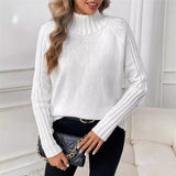 Women's Solid Color Pullover Long Sleeve Turtleneck Sweaters - Weriion